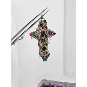 Mind Of A Mad Man - Rough Gemstone & Metals Cross *Read The Description*